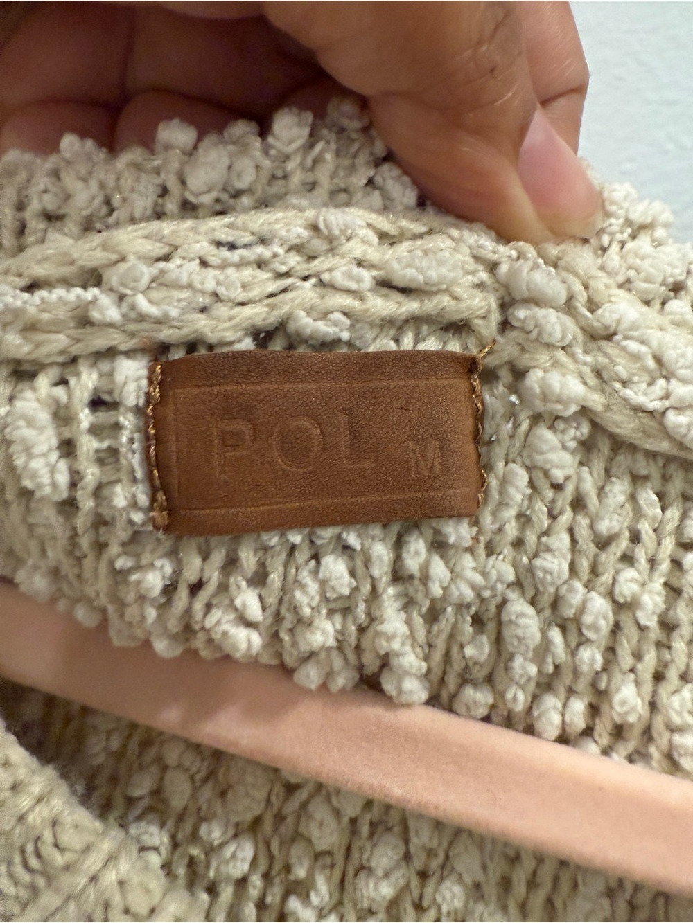 POL Cream Popcorn-Knit Hooded Sweater Oversized Medium Missing string - Picture 6 of 9